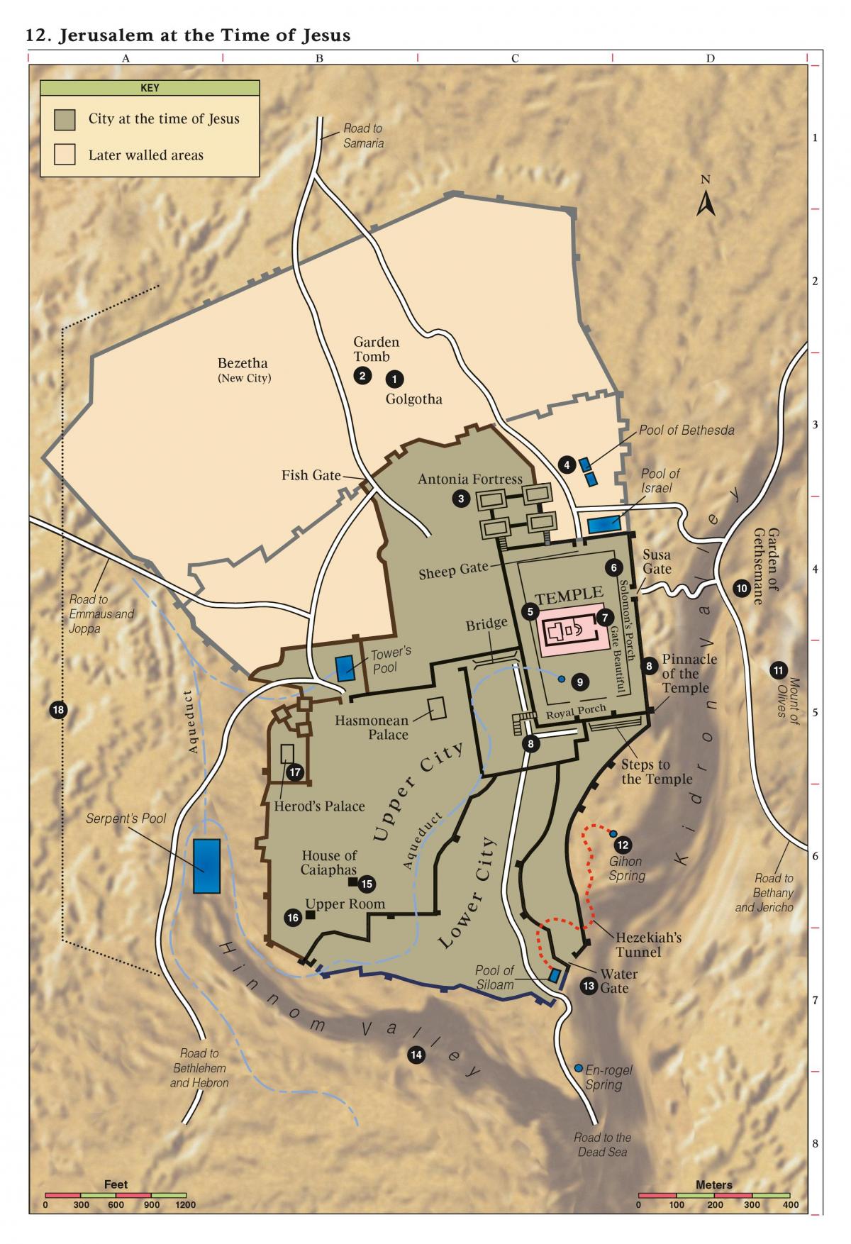 mapa biblický Jeruzalém