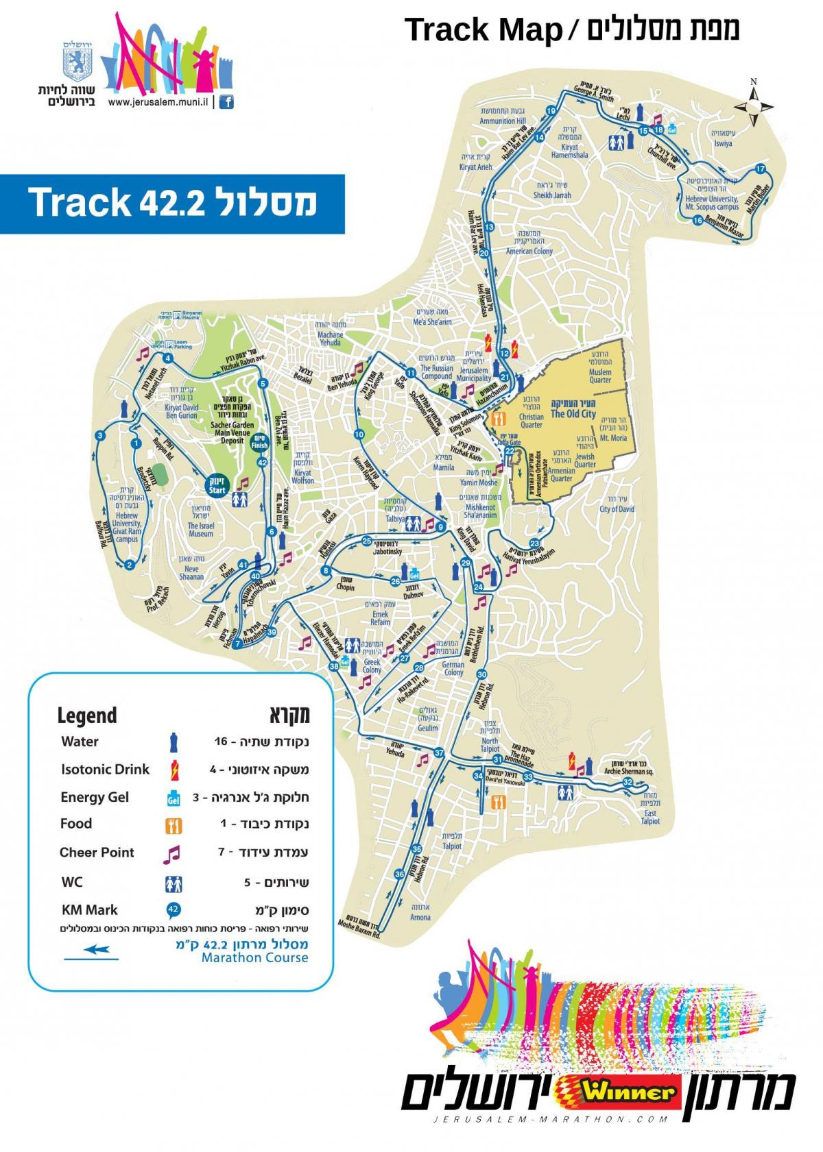 mapa Jeruzaléma maraton