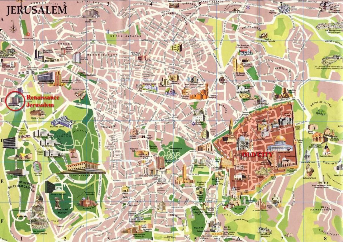 ulice mapa z Jeruzaléma