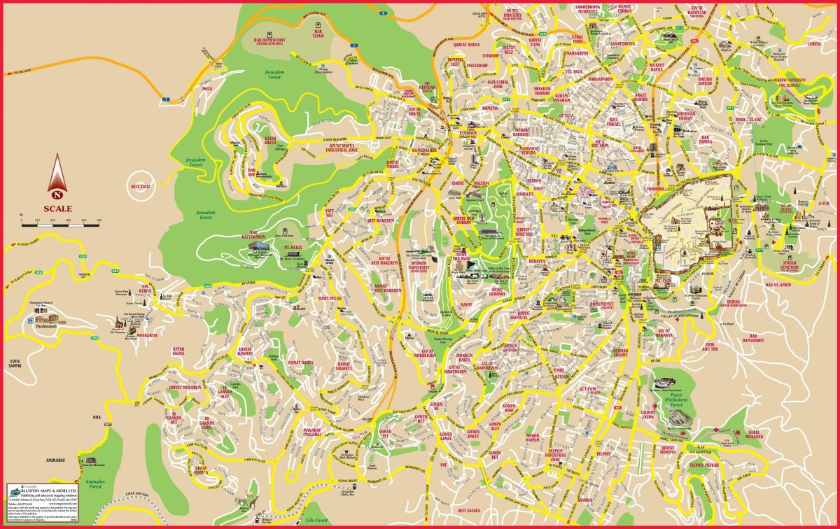 turistická mapa Jeruzaléma