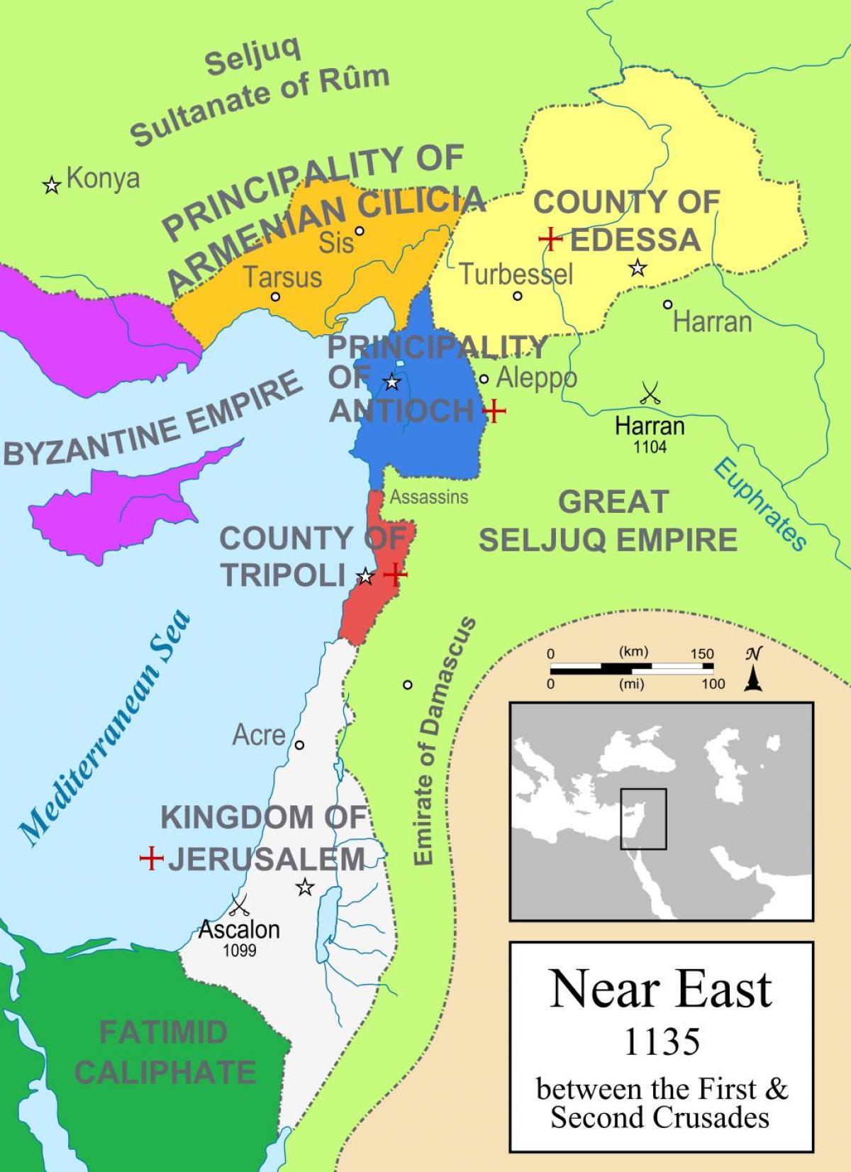mapa Království Jeruzalémského