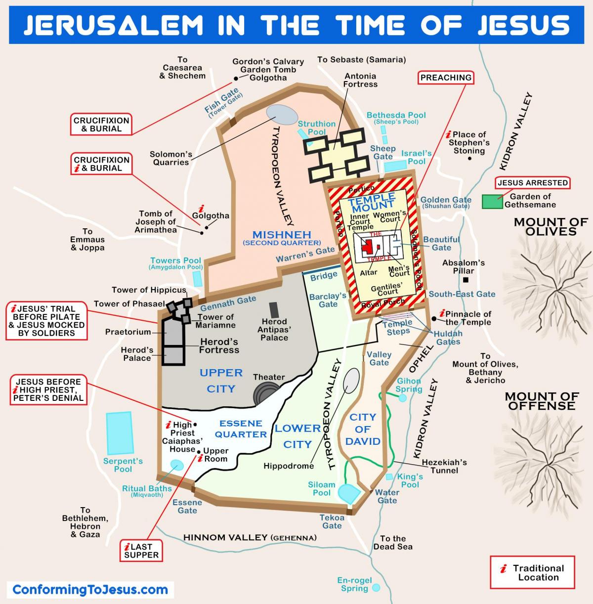 V jeruzalémě v ježíšově době mapě
