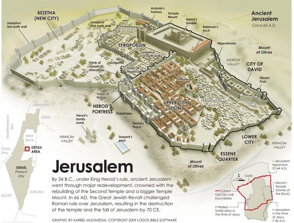 mapa starověkého Jeruzaléma
