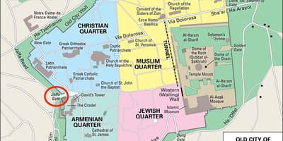 Mapa Jaffa gate, Jeruzalém