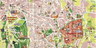 Ulice mapa z Jeruzaléma