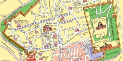 Mapa Jeruzaléma, staré město