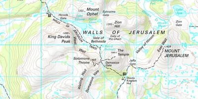 Hradby Jeruzaléma národního parku mapě